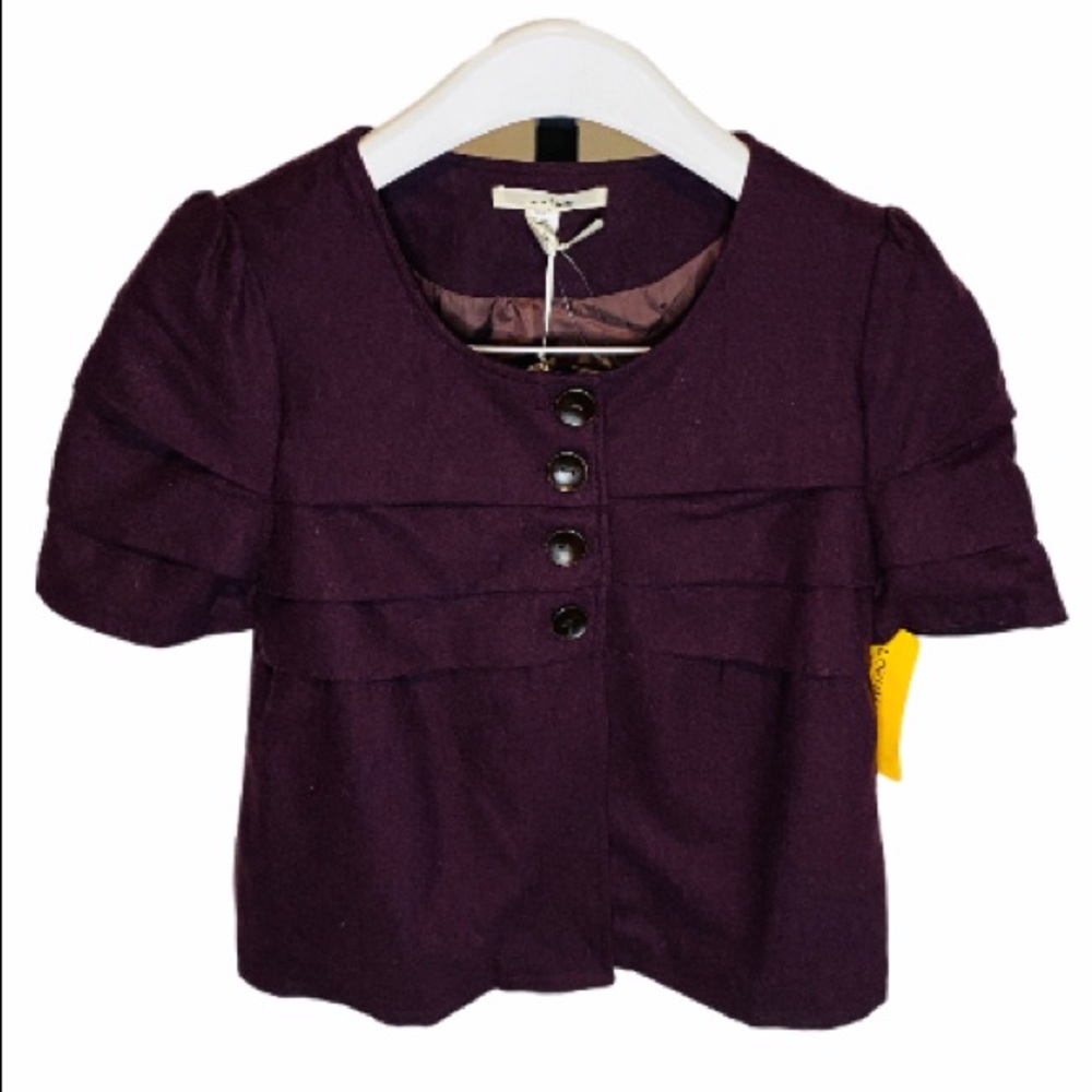 Trinty Anthropologie Pleated Short Sleeve Blazer Size Small